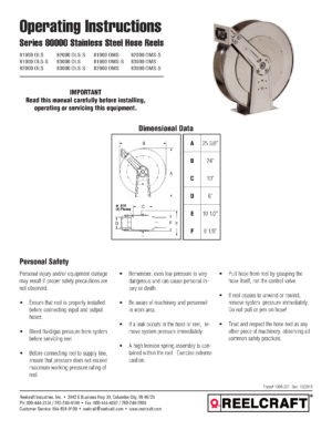 Reelcraft 82000 OLS - 1/2 in. x 100 ft. Stainless Steel Hose Reel