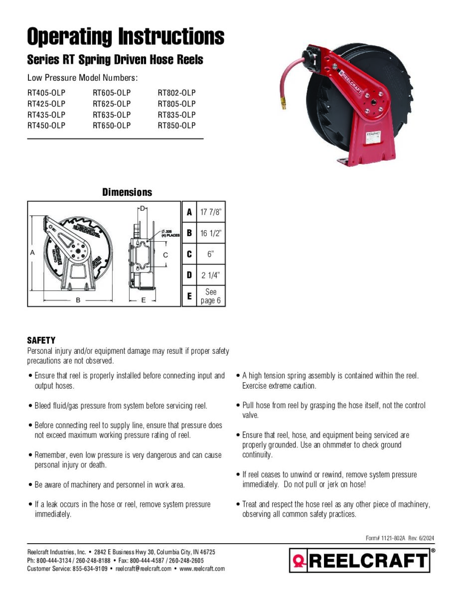 Reelcraft E9305 OLPBW Hose Reel Assembly, 9000 Series