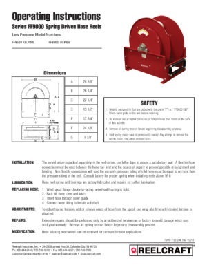 FUEL HOSE REEL 1-1/2 X 30M MANUAL REWIND 1000PSI - NO HOSE, NO FITTINGS