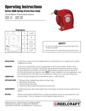 Reelcraft A5800 OLP - 1/2 in. x 25 ft. Premium Duty Hose Reel