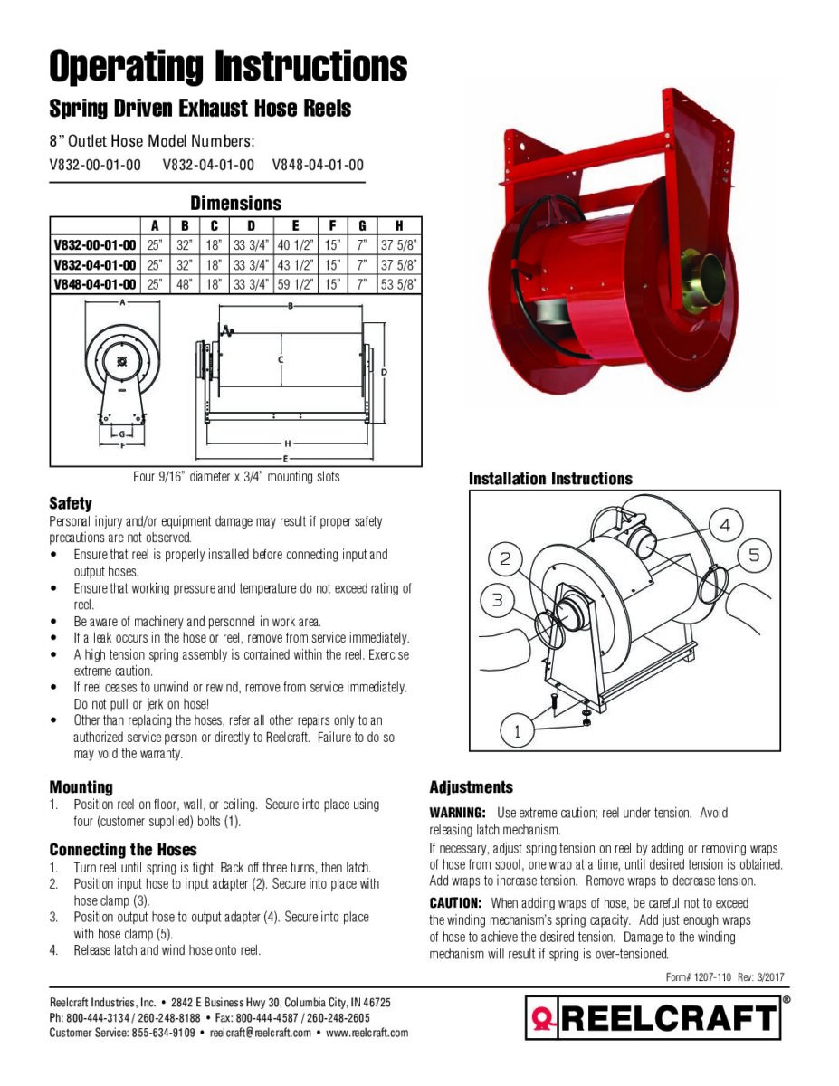 Reelcraft - Hose Reel with Hose: 5/8″ ID Hose x 50', Spring Retractable -  49589419 - MSC Industrial Supply