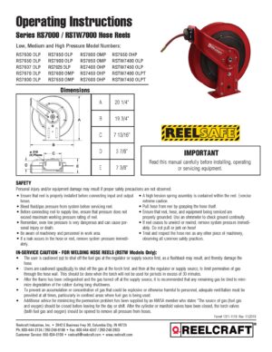 25 ft (3/4 in I.D.), 500 psi Max Op Pressure, Spring Return Hose Reel -  59YT25