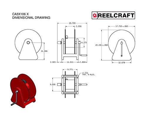 Reelcraft CA38106 M - 1/2 in. x 100 ft. Premium Duty Hand Crank