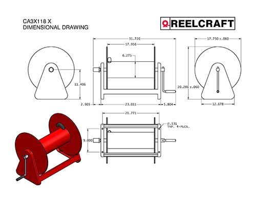 Reelcraft CH37118 M - 1 in. x 100 ft. Premium Duty Hand Crank Hose