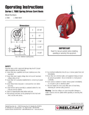 Reelcraft L 7050 104 X - 10/4 50 ft. Premium Duty Flying Lead Cord Reel