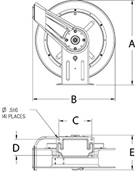 Reelcraft HD76075 OMP - 3/8 in. x 75 ft. Heavy Duty Mobile Base Hose Reel