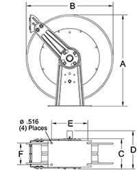 Reelcraft 4625 OLP 3/8x24' Industrial Self Retracting Hose Reel