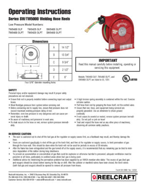 Reelcraft TW84000 OLPT - 1/4 in. x 100 ft. Twin Line Welding Hose