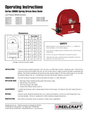 Reelcraft Hose Reel Spring Retract 3/4inx75ft Model: D83075OLP