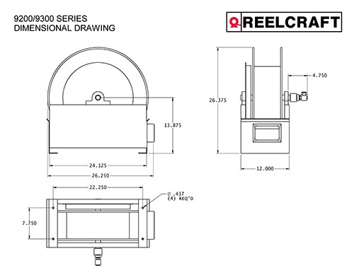 Reelcraft D9300 OLPBW - 3/4 in. x 75 ft. Ultimate Duty Hose Reel