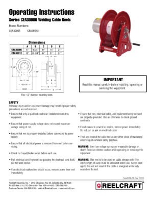 Reelcraft CEA30012 - Premium Duty 400 Amp Cable Welding Reel