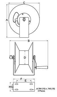 Reelcraft CU6100LN - 3/8 in. x 100 ft. Light Duty Hand Crank Hose Reel