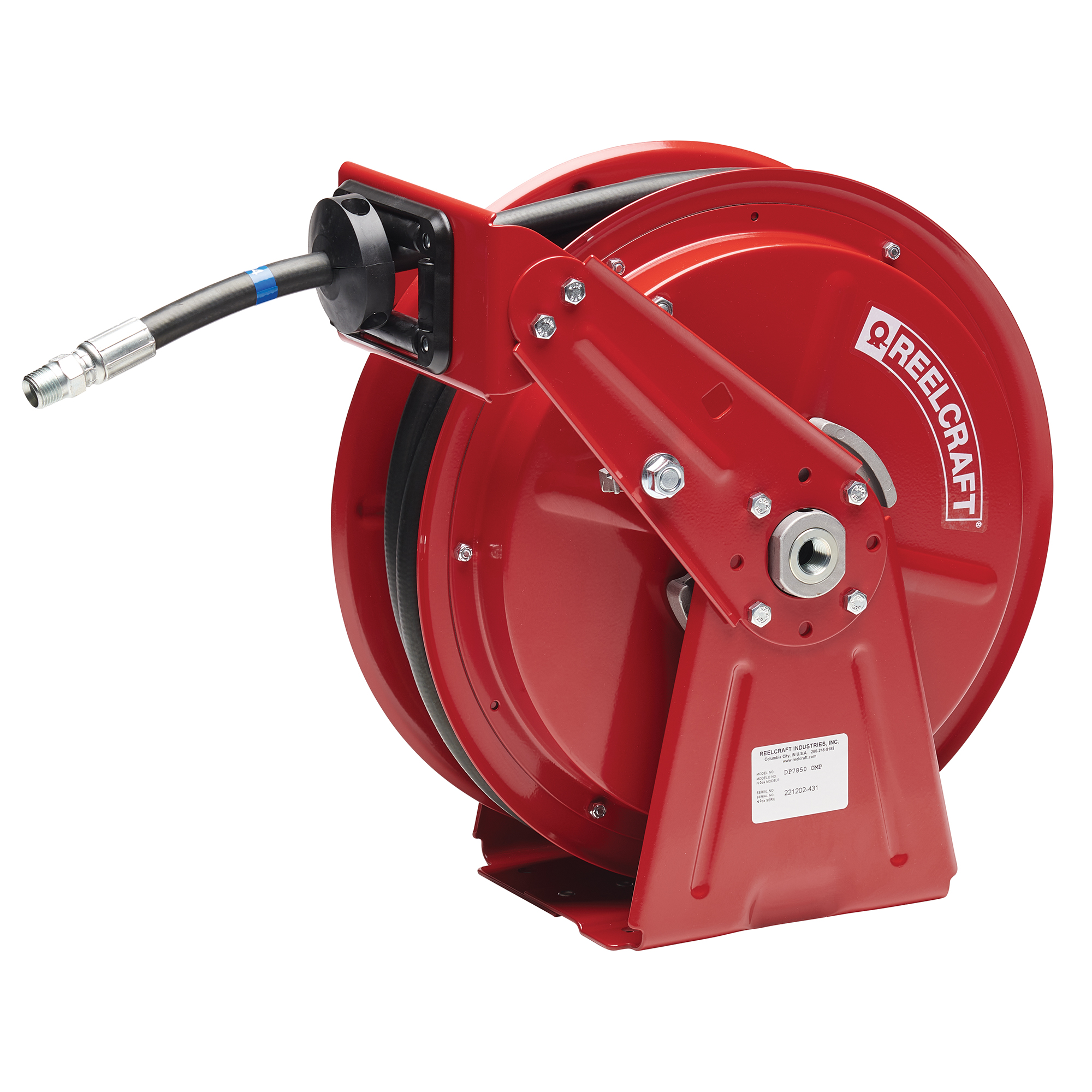 3/8″ x 65′ Compact Retractable Air Hose Reel with Fittings