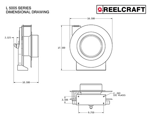 Reelcraft L 5550 123 7 Heavy Duty Power Cord Reel, 12 AWG/3