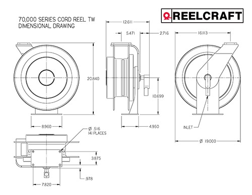 Reelcraft L 70100 123 7A 12/3 100 ft. Heavy Duty Duplex Outlet Box