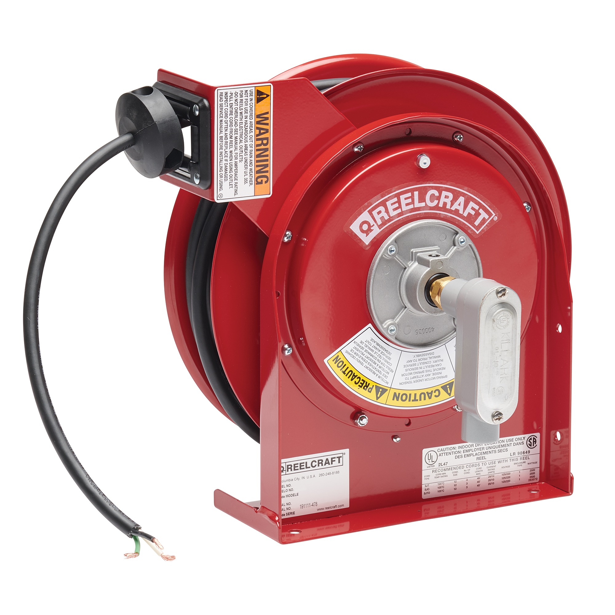 K & H Hazardous LOC Cord Reel, 14/4, 50ft, 600V