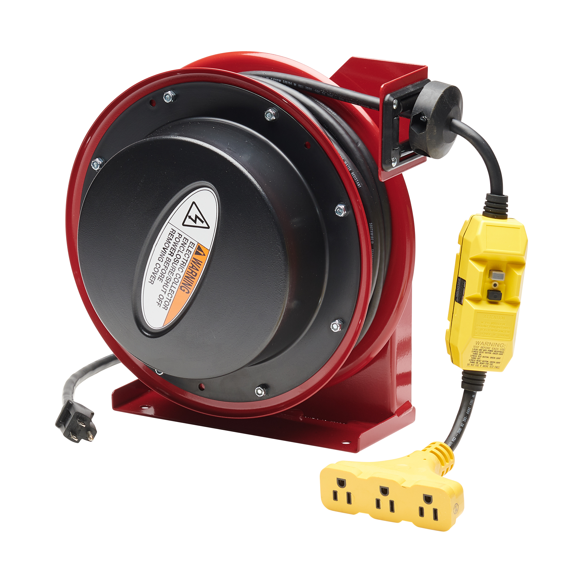 Reelcraft L 4545 123 9G - 12/3 45 ft. Premium Duty Triple Outlet w/ GFCI Power  Cord Reel
