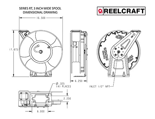 Reelcraft RT605-OLP - 3/8 in. x 50 ft. Medium Duty Hose Reel