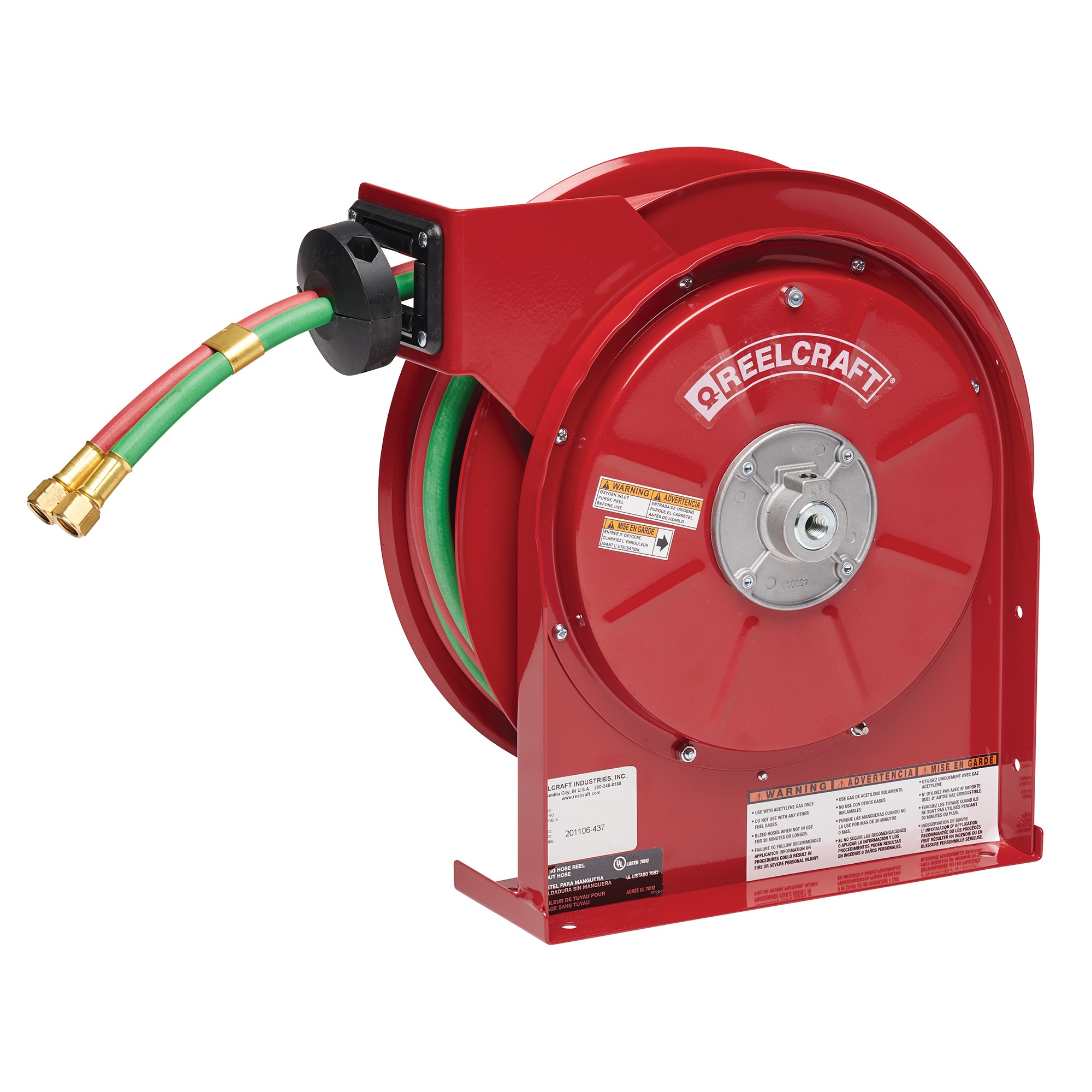 Reelcraft TW5425 OLPT - 1/4 in. x 25 ft. Twin Line Welding Hose Reel T-Grade