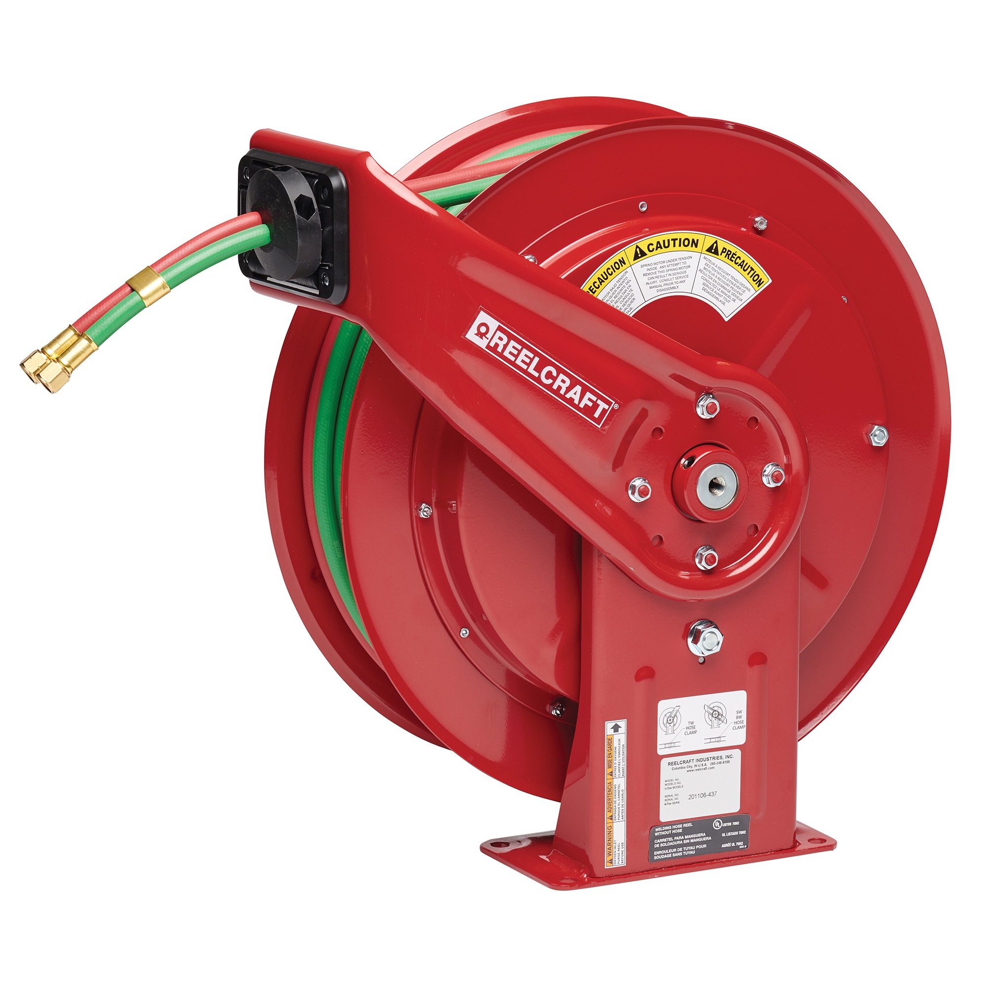 Reelcraft TWHD74085 OLPT - 1/4 in. x 85 ft. Twin Line Welding Hose Reel  T-Grade