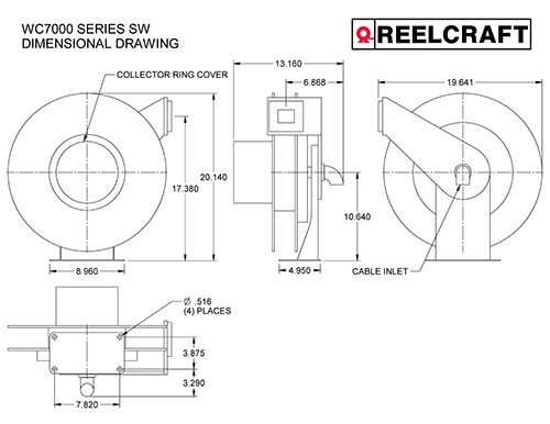 Reelcraft WC7000 1, Reel Welding Cable, 4NB19