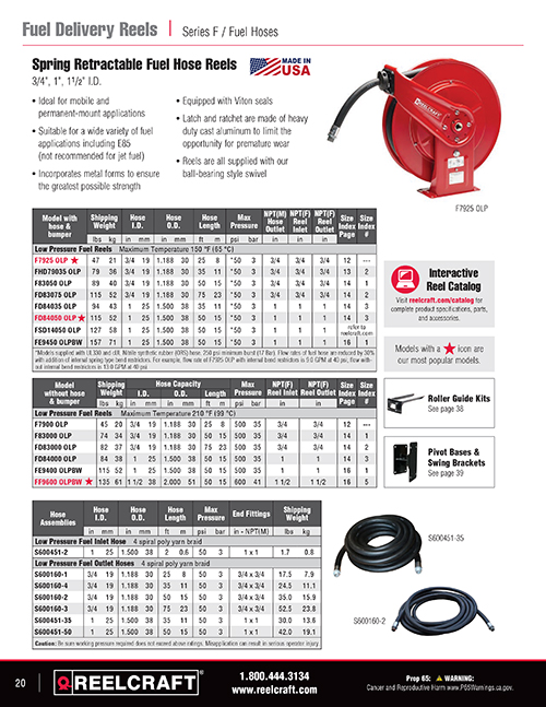 Reelcraft Catalog Page 20 - Fuel Hose Reels