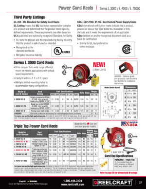 Reelcraft L 4050 163 9 - 16/3 50 ft. Premium Duty Triple Outlet