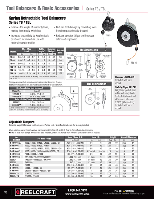 Reelcraft Catalog Page 36 - Tool Balancers