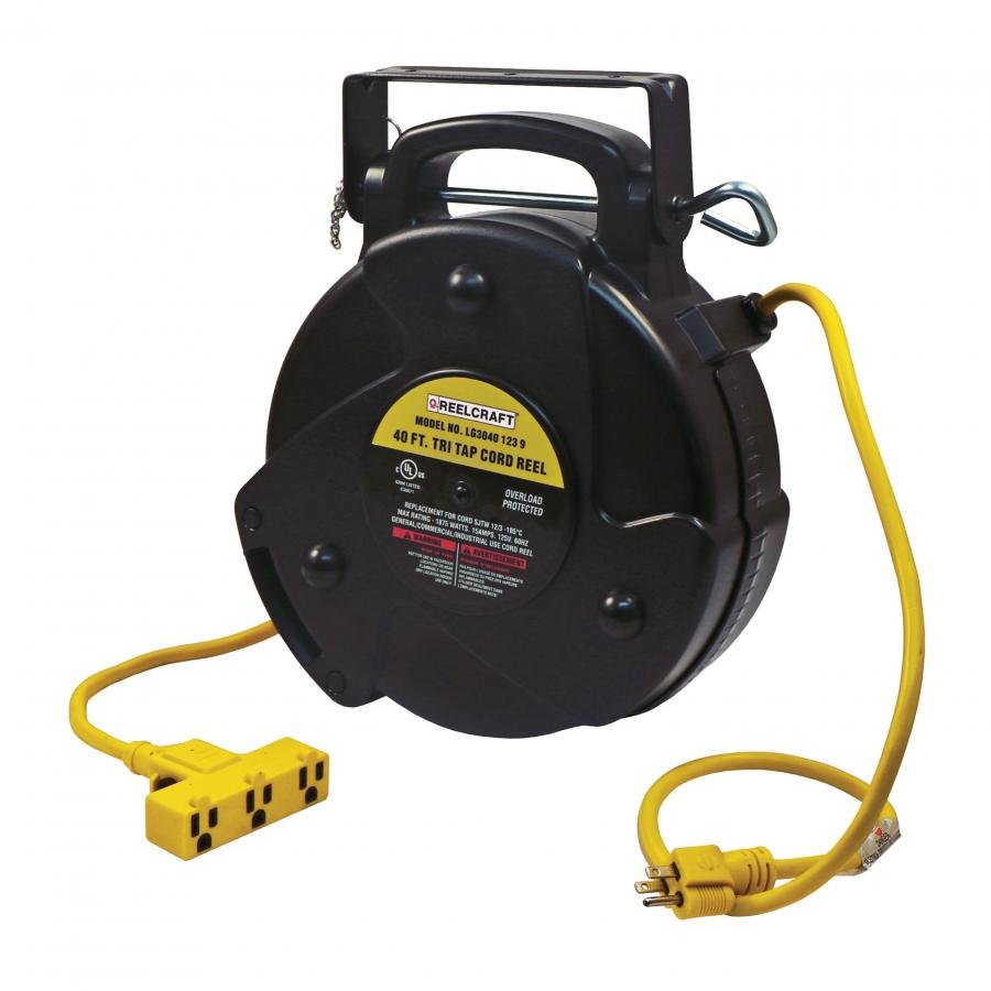 Reelcraft LG3040 123 9 12/3 40 ft. Medium Duty Triple Outlet Power
